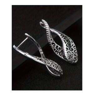 Drop Earrings Hollow Openwork Twist Filigree 925 Silver Unique Modern Artisan